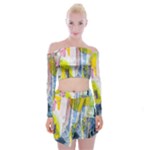Graffiti Graphic Off Shoulder Top with Mini Skirt Set