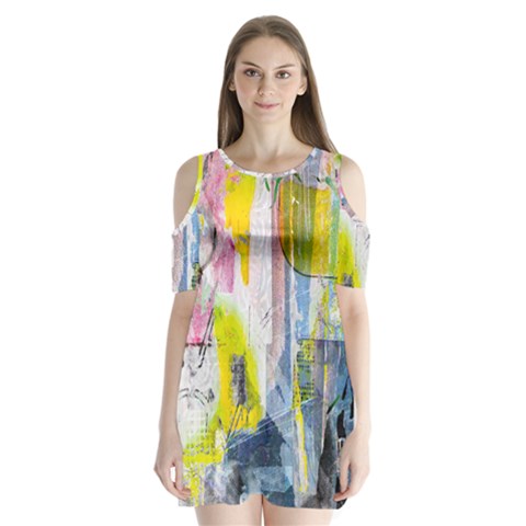 Graffiti Graphic Shoulder Cutout Velvet One Piece from ArtsNow.com
