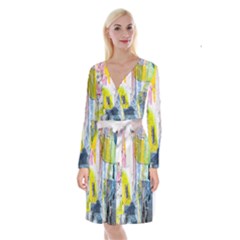 Long Sleeve Velvet Front Wrap Dress 