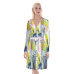 Graffiti Graphic Long Sleeve Velvet Front Wrap Dress