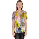 Graffiti Graphic Women s V-Neck Scrub Top