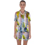 Graffiti Graphic Satin Short Sleeve Pajamas Set