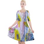 Graffiti Graphic Quarter Sleeve A-Line Dress