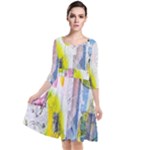 Graffiti Graphic Quarter Sleeve Waist Band Dress