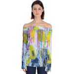 Graffiti Graphic Off Shoulder Long Sleeve Top