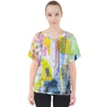 Graffiti Graphic V-Neck Dolman Drape Top