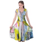 Graffiti Graphic Cap Sleeve Wrap Front Dress