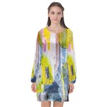 Graffiti Graphic Long Sleeve Chiffon Shift Dress 