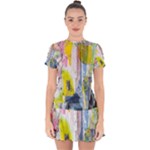Graffiti Graphic Drop Hem Mini Chiffon Dress