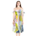 Graffiti Graphic Shoulder Tie Bardot Midi Dress