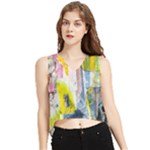 Graffiti Graphic V-Neck Cropped Tank Top