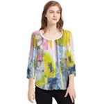 Graffiti Graphic Chiffon Quarter Sleeve Blouse