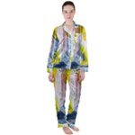 Graffiti Graphic Satin Long Sleeve Pajamas Set