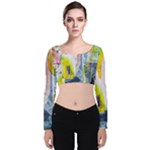 Graffiti Graphic Velvet Long Sleeve Crop Top