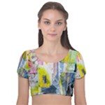 Graffiti Graphic Velvet Short Sleeve Crop Top 