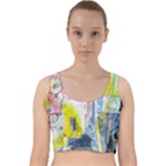 Graffiti Graphic Velvet Racer Back Crop Top