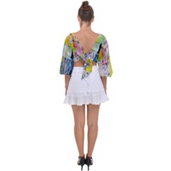 Tie Back Butterfly Sleeve Chiffon Top 