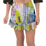 Graffiti Graphic Fishtail Mini Chiffon Skirt
