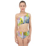 Graffiti Graphic Spliced Up Two Piece Swimsuit