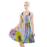 Graffiti Graphic Halter Party Swing Dress 