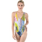 Graffiti Graphic High Leg Strappy Swimsuit