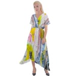 Graffiti Graphic Cross Front Sharkbite Hem Maxi Dress