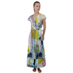 Graffiti Graphic Flutter Sleeve Maxi Dress