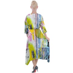 Quarter Sleeve Wrap Front Maxi Dress 