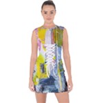 Graffiti Graphic Lace Up Front Bodycon Dress