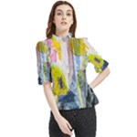 Graffiti Graphic Frill Neck Blouse