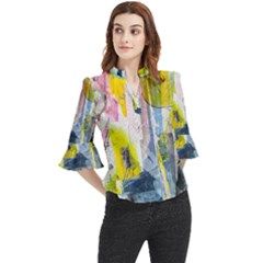 Loose Horn Sleeve Chiffon Blouse 