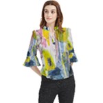 Graffiti Graphic Loose Horn Sleeve Chiffon Blouse