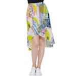 Graffiti Graphic Frill Hi Low Chiffon Skirt