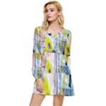 Graffiti Graphic Tiered Long Sleeve Mini Dress