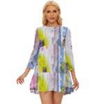 Graffiti Graphic Long Sleeve Babydoll Dress