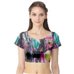 Graffiti Grunge Short Sleeve Crop Top