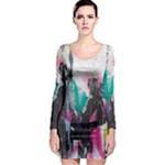 Graffiti Grunge Long Sleeve Bodycon Dress