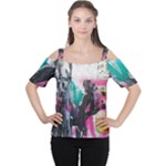 Graffiti Grunge Cutout Shoulder Tee