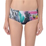 Graffiti Grunge Mid-Waist Bikini Bottoms