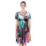 Graffiti Grunge Short Sleeve V-neck Flare Dress