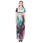 Graffiti Grunge Short Sleeve Maxi Dress