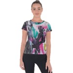 Graffiti Grunge Short Sleeve Sports Top 