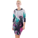 Graffiti Grunge Quarter Sleeve Hood Bodycon Dress