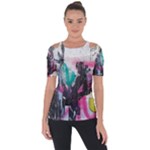 Graffiti Grunge Shoulder Cut Out Short Sleeve Top