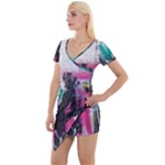 Graffiti Grunge Short Sleeve Asymmetric Mini Dress