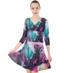 Graffiti Grunge Quarter Sleeve Front Wrap Dress