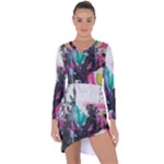 Graffiti Grunge Asymmetric Cut-Out Shift Dress