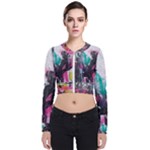 Graffiti Grunge Long Sleeve Zip Up Bomber Jacket