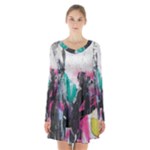 Graffiti Grunge Long Sleeve Velvet V-neck Dress