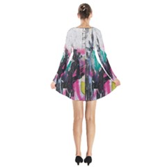 Long Sleeve Velvet V-neck Dress 